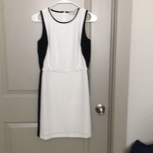 Loft white dress with black side